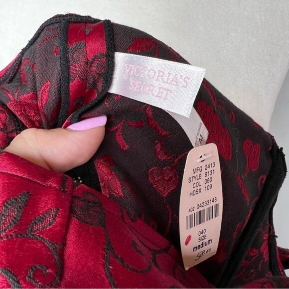 NWT Vintage Y2K Victorias Secret Lace Up Bustier Corset Red Black M - Picture 5 of 6